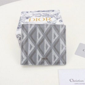 [DIOR-디올] 그레이 CD Diamond 프린팅 코팅 코튼 캔버스 반지갑