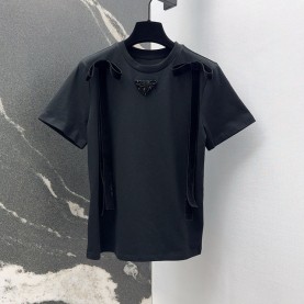 프라다 PRADA 여성 라운드 반팔