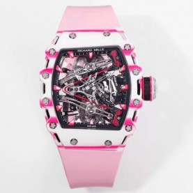 [Richard Mille-리차드밀]  RM 38-02 41mm 투르비용 부바 왓슨 화이트 핑크 카본 케이스 블랙 포인트