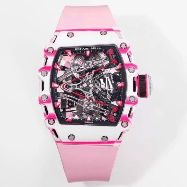 [Richard Mille-리차드밀]  RM 38-02 41mm 투르비용 부바 왓슨 화이트 핑크 카본 케이스 블랙 포인트