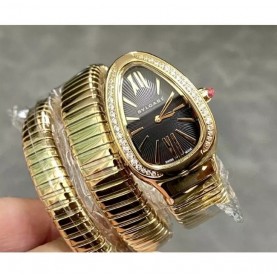 [BULGARI-불가리] 세르펜티 투보가스 골드 다이아몬드 블랙다이얼  쿼츠  35mm