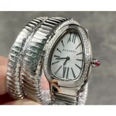 [BULGARI-불가리] 세르펜티 투보가스 실버  다이아몬드 블랙다이얼 쿼츠 35mm