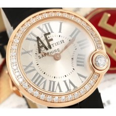 [CARTIER-까르띠에] ballon bleu-발롱블루 화이트 다이얼 로즈골드 다이아 베젤  30mm쿼츠