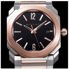 [BULGARI-불가리] Octoma 옥토 18k로즈골드 콤비 블랙 다이얼 브레이슬릿 오토매틱 무브먼트