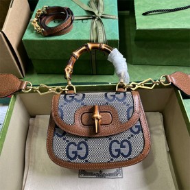 [GUCCI-구찌] 뱀부 점보 GG 스몰 탑핸들백