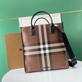[BURBERRY-버버리]  체크 E-캔버스 토트백