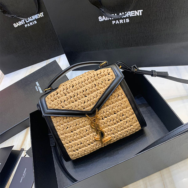 [SAINT LAURENT-생로랑] 카산드라 탑핸들백 라피아 미니