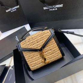 [SAINT LAURENT-생로랑] 카산드라 탑핸들백 라피아 미니
