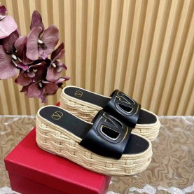 발렌티노 VALENTINO 여성 브이로고 웨지힐 슬리퍼