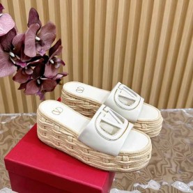 발렌티노 VALENTINO 여성 브이로고 웨지힐 슬리퍼