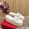 발렌티노 VALENTINO 여성 브이로고 웨지힐 슬리퍼