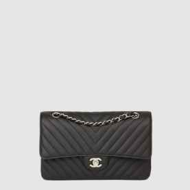 [CHANEL-샤넬]  클래식 쉐브론 캐비어  미디움