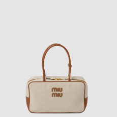 [MIUMIU-미우미우] 캔버스및가죽 보 탑핸들백 라지