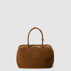 [MIUMIU-미우미우]  스웨이드 보 탑핸들백 라지