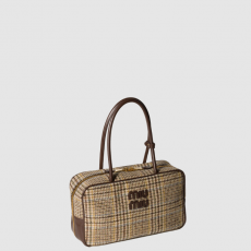 [MIUMIU-미우미우]  캔버스및가죽 보 탑핸들백 라지