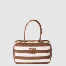 [MIUMIU-미우미우] 캔버스및가죽 보 탑핸들백 라지