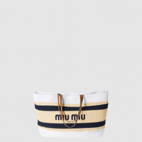 [MIUMIU-미우미우] 라피아 앤 코튼 토트백