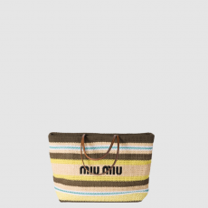 [MIUMIU-미우미우] 라피아 앤 코튼 토트백