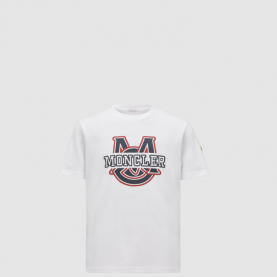 [MONCLER-몽클레어] 바시티 로고 모티프 코튼 티셔츠