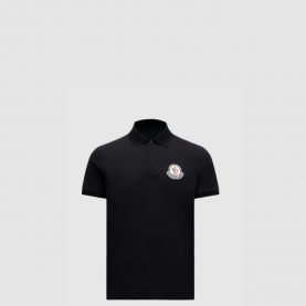 [MONCLER-몽클레어]로고 패치 코튼 폴로 셔츠