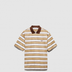 [PRADA-프라다]스트라이프 폴로 카라 코튼 티셔츠