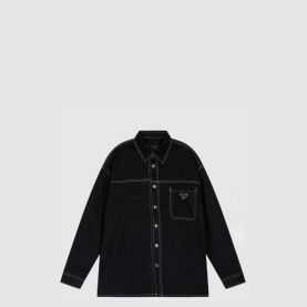 [PRADA-프라다] 트라이앵글 로고 스티치 개버딘 셔츠