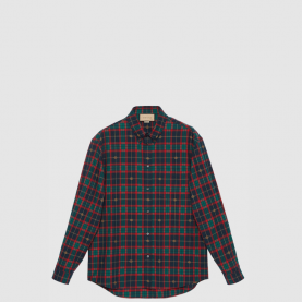 [GUCCI-구찌] 더블 G 타탄 코튼 셔츠