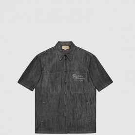 [GUCCI-구찌] 자카드 디테일 데님 셔츠