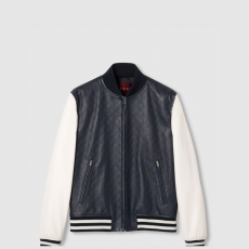 [GUCCI-구찌] GG 엠보스 레더 봄버 재킷