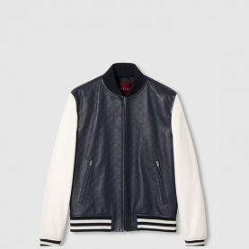 [GUCCI-구찌] GG 엠보스 레더 봄버 재킷