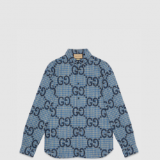 [GUCCI-구찌] 점보 GG 체크 울 셔츠
