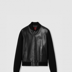 [GUCCI-구찌] 나파 레더 및 니트 봄버 재킷