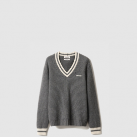[MIUMIU-미우미우] 울 및 캐시미어 브이넥 스웨터 MMLA27