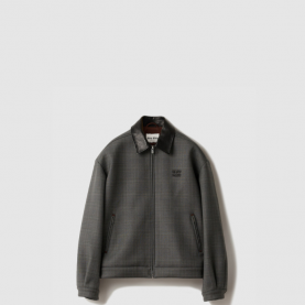 [MIUMIU-미우미우] 프린스 오브 웨일즈 체크 및 본디드 저지 블루종 재킷 ML1325