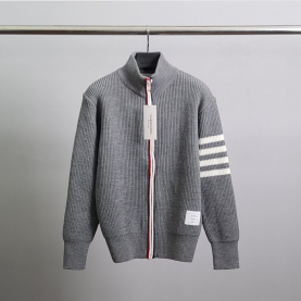 [THOM BROWNE-톰브라운]사선완장 베이직 울 니트 집업