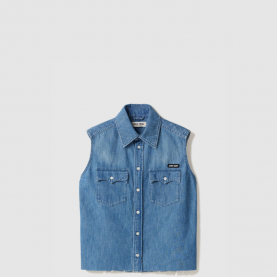 [MIUMIU-미우미우] 슬리브리스 샴브레이 셔츠 GWC124