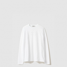 [MIUMIU-미우미우] 자수 로고 장식 코튼 티셔츠 MJL862