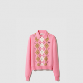 [MIUMIU-미우미우] 캐시미어 하프 집업 폴로 셔츠 MMLB70