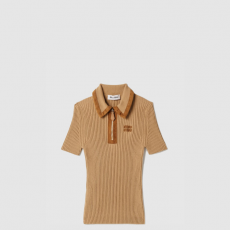 [MIUMIU-미우미우] 리브드 니트 캐시미어 폴로 스웨터 MMLB74