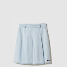 [MIUMIU-미우미우] 플리츠 샴브레이 스커트 GWD320