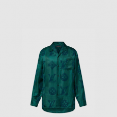 [LOUIS VUITTON-루이비통] 모노그램 플록드 실크 롱 슬리브드 셔츠 1AFAWQ