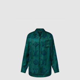 [LOUIS VUITTON-루이비통] 모노그램 플록드 실크 롱 슬리브드 셔츠 1AFAWQ