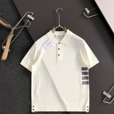 [THOM BROWNE-톰브라운]자카드 밑단 슬릿 리본 퓨전 라펠 반팔 니트