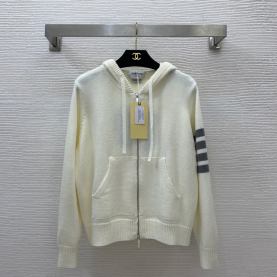 [THOM BROWNE-톰브라운]후드 울 니트 집업