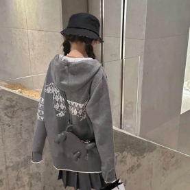 [THOM BROWNE-톰브라운] 4바 울 니트 후드 집업