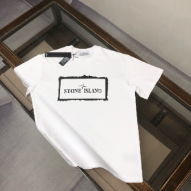 [Stone Island-스톤 아일랜드]프레임 로고 프린트 반팔 티셔츠